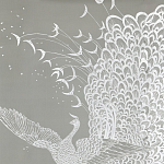 Обои ручная роспись в стиле Арт-деко Whistler Peacocks Special Colourway on Pale Grey dyed silk варинант исполнения - 2 | Loft Concept в Ижевске