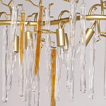 Люстра линейная золотого цвета с декоративными ветвями и длинными стеклянными подвесками в форме сосулек Droplet Chandelier варинант исполнения - 3 | Loft Concept в Ижевске