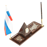 Настольный письменный набор с часами в виде пирамиды из природного камня обсидиана Pyramid of Time варинант исполнения - 2 | Loft Concept в Ижевске