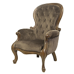 Кресло с мягкой обивкой из коричневого велюра на 4-х деревянных ножках Evelyn Classical Armchair варинант исполнения - 3 | Loft Concept в Ижевске