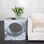 Дизайнерский журнальный стол квадратной формы с круглой нишей Guxawar варинант исполнения - 1 | Loft Concept в Ижевске