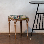 Банкетка одноместная из массива бука с цветочным принтом Beige Chinoiserie Garden Banquette варинант исполнения - 3 | Loft Concept в Ижевске