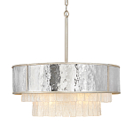 Люстра круглая с подвесками из текстурированного стекла молочного цвета Hinkley варинант исполнения - 1 | Loft Concept в Ижевске