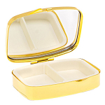 Таблетница карманная прямоугольная с 2-мя отделениями с зеркалом и накладкой из натурального камня Авантюрин Gold Stone Pillboxes варинант исполнения - 3 | Loft Concept в Ижевске