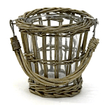 Кашпо стеклянное в плетёной корзине Timber варинант исполнения - 2 | Loft Concept в Ижевске