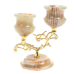 Подсвечник двухрожковый из натурального камня оникс Stone Candlestick варинант исполнения - 1 | Loft Concept в Ижевске