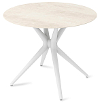 Стол обеденный с круглой столешницей из керамики на четырех белых ножках Sand Ceramics варинант исполнения - 2 | Loft Concept в Ижевске