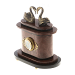 Часы настольные из натурального камня с декором в виде двух лебедей Swans Stone Clock варинант исполнения - 6 | Loft Concept в Ижевске