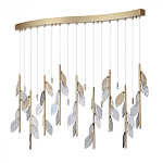 Люстра с золотистыми трубками и прозрачными стеклянными листьями на подвесах Sylva  варинант исполнения - 2 | Loft Concept в Ижевске