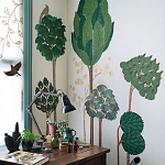 Обои ручная роспись Mughal Trees Original colourway on linen варинант исполнения - 1 | Loft Concept в Ижевске