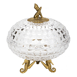 Конфетница прозрачная стеклянная на бронзовых ножках в виде морских коньков с крышкой в виде ракушки Eden Garden варинант исполнения - 1 | Loft Concept в Ижевске