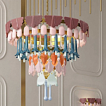 Люстра круглая с декором из разноцветных элементов в виде листьев Changing Seasons варинант исполнения - 11 | Loft Concept в Ижевске