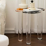 Дизайнерский журнальный стол с фигурной столешницей на 3-х прозрачных ножках Rahakif варинант исполнения - 2 | Loft Concept в Ижевске