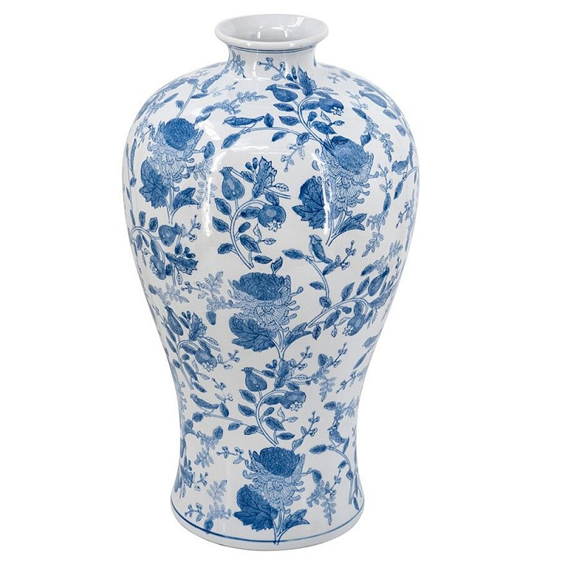 Ваза фарфоровая высокая с синими цветочными мотивами Independence Голубой Белый в Ижевске | Loft Concept 