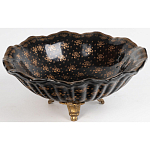 Блюдо черного цвета из фрафора на бронзовых ножках Eden Garden porcelain and bronze варинант исполнения - 2 | Loft Concept в Ижевске