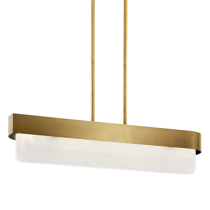 Люстра подвесная прямоугольная цвета латунь Kichler Латунь Прозрачное Стекло Белый в Ижевске | Loft Concept 