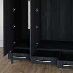 Большой Шкаф Primo Черный дуб с 3 дверьми и 3 выдвижными ящиками варинант исполнения - 7 | Loft Concept в Ижевске