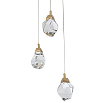 Подвесной светильник с 3-мя хрустальными плафонами Esme Crystal Brass Trio Hanging lamp варинант исполнения - 1 | Loft Concept в Ижевске