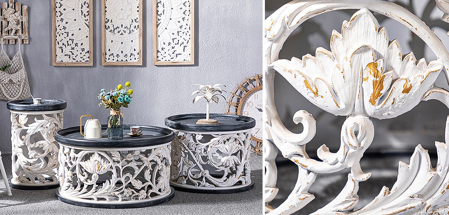 Кофейный стол Fleurette Provence Black White Side Table 63 - Loft-Concept в Ижевске