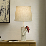 Настольная лампа с тканевым абажуром и основанием в виде птицы на дереве Simurq варинант исполнения - 2 | Loft Concept в Ижевске