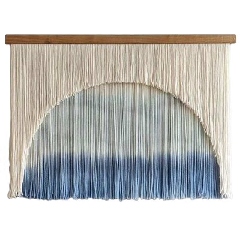 Панно дизайнерское из нитей Quiet Sea Голубой Бежевый в Ижевске | Loft Concept 