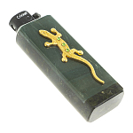 Зажигалка газовая из натурального камня Офиокальцит с декоративной металлической вставкой в виде ящерицы Metal Stone Lighters варинант исполнения - 3 | Loft Concept в Ижевске