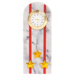 Часы погон МВД подарочные настольные из натурального камня Мрамор Military Clock варинант исполнения - 7 | Loft Concept в Ижевске