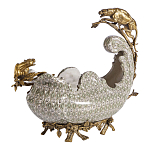 Чаша для фруктов из фарфора бронзовыми фигурками леопардов Eden Garden варинант исполнения - 1 | Loft Concept в Ижевске