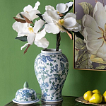 Ваза с крышкой и зелено-голубым рисунком на белом фоне 51 см Blue & White Ornament варинант исполнения - 4 | Loft Concept в Ижевске