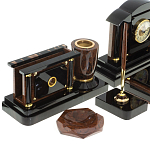 Настольный письменный набор с часами из природного камня обсидиана Peace Contract варинант исполнения - 3 | Loft Concept в Ижевске