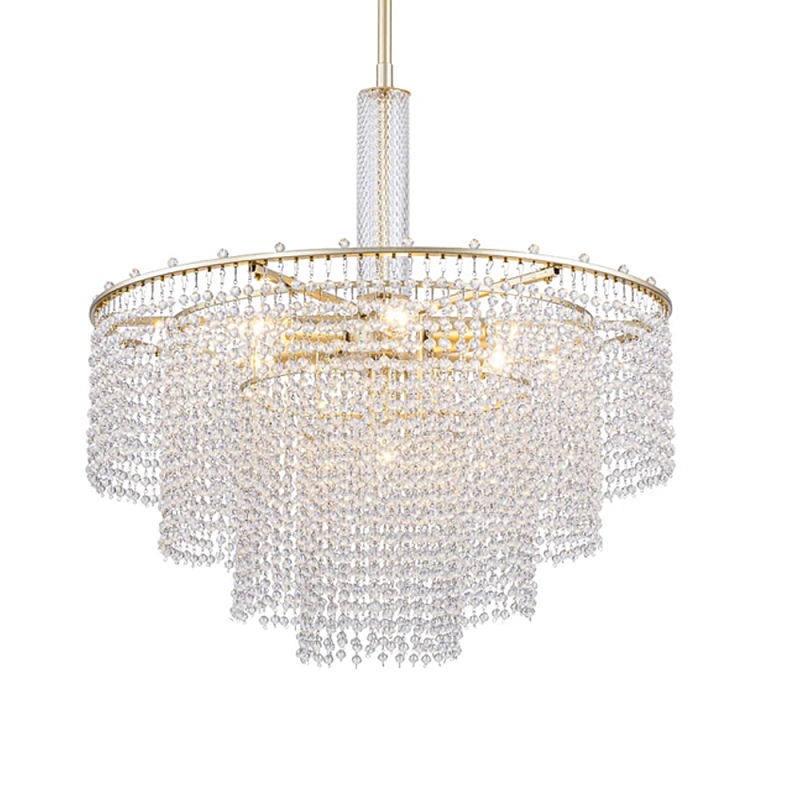 Люстра многоярусная с каскадами кристаллов Crystal Rains Золотой Прозрачный в Ижевске | Loft Concept 