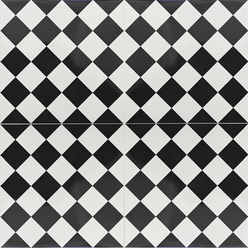 Дизайнерская плитка с узором Шахматка Белый Черный Синий в Ижевске | Loft Concept 