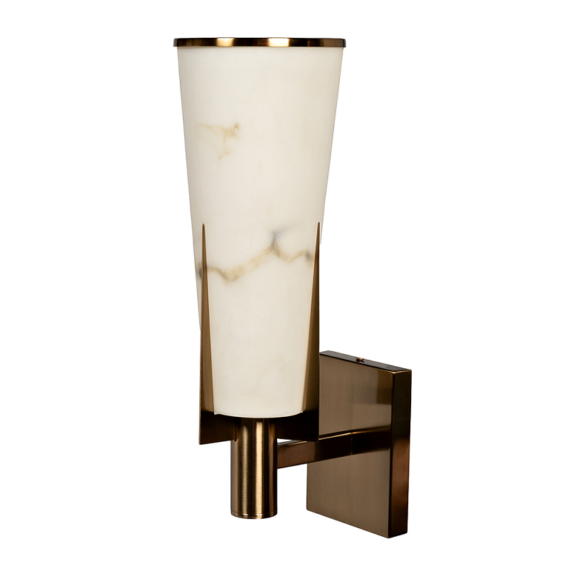 Бра с плафоном в форме конуса  с расцветкой под мрамор Elegant Classic Light Белый Мрамор Bianco Золотой в Ижевске | Loft Concept 