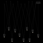 Подвесной светильник черными плафонами на длинных пересекающихся тросах Construction варинант исполнения - 8 | Loft Concept в Ижевске