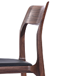 Стул деревянный с мягким сиденьем из черной натуральной кожи Moon Walnut Furniture варинант исполнения - 8 | Loft Concept в Ижевске