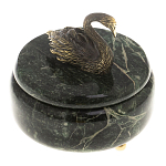 Шкатулка из натурального камня змеевик с фигуркой лебедя Stone Casket варинант исполнения - 2 | Loft Concept в Ижевске