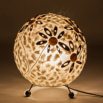 Настольная лампа из перламутра на металлическом каркасе Indonesian Ball варинант исполнения - 4 | Loft Concept в Ижевске