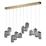 Подвесной светильник линейный с плафонами волнистой формы из фактурного стекла Big Wave варинант исполнения - 1 | Loft Concept в Ижевске