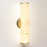 Бра с цилиндрическим плафоном из белого алебастра на круглом основании Латунь Cryptocrystalline Stone варинант исполнения - 1 | Loft Concept в Ижевске