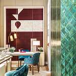 Обои ручная роспись в стиле Арт-деко Assemblage Original colourway on red silk dupion варинант исполнения - 3 | Loft Concept в Ижевске