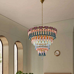 Люстра круглая с декором из разноцветных элементов в виде листьев Changing Seasons варинант исполнения - 6 | Loft Concept в Ижевске