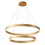 Люстра подвесная светодиодная с двумя золотистыми кольцами Диаметр 80 см Ring Horizontal варинант исполнения - 1 | Loft Concept в Ижевске