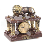 Часы настольные из креноида и бронзы с декором в виде льва Lion Stone Clock варинант исполнения - 2 | Loft Concept в Ижевске