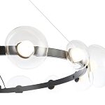 Люстра подвесная круглая с 12-ю прозрачными куполообразными плафонами и черным металлическим основанием Flos Wireline Lighting варинант исполнения - 5 | Loft Concept в Ижевске