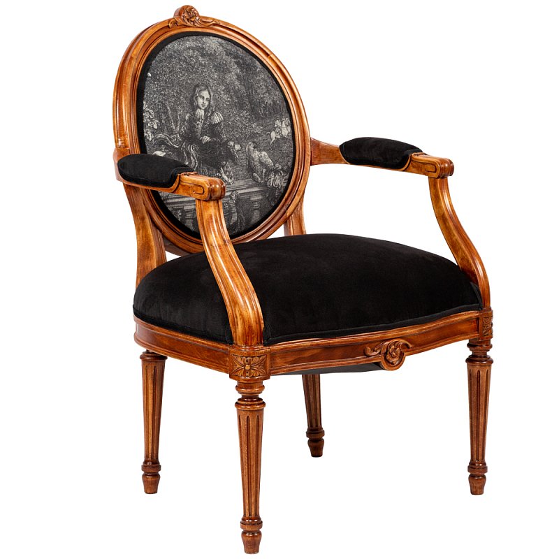 Кресло Marimon Armchair Left Черно-белый Коричневый в Ижевске | Loft Concept 