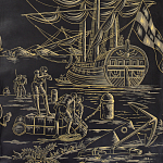 Обои ручная роспись Views of Italy Gold Outline варинант исполнения - 2 | Loft Concept в Ижевске