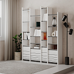 Стеллаж прямой ассиметричный с полками и 4-мя дверцами ARYA BOOKCASE WHITE варинант исполнения - 5 | Loft Concept в Ижевске