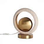 Настольная лампа с бежевым текстурным кольцом и латунным шаром в центре Tactile   варинант исполнения - 2 | Loft Concept в Ижевске