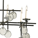 Люстра линейная черная с круглыми прозрачными подвесками  Horizontal Rectangular Chandelier варинант исполнения - 1 | Loft Concept в Ижевске