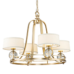 Люстра цвета латунь с 4-мя тканевыми абажурами и стеклянными шарами Quoizel варинант исполнения - 1 | Loft Concept в Ижевске